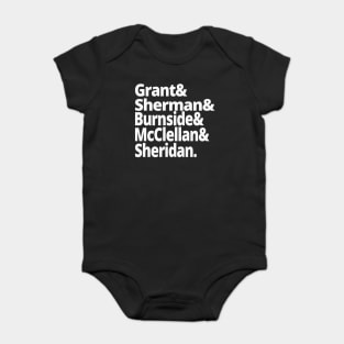 US Civil War History - Union Army Generals - Grant, Sherman, Burnside, McClellan, Sheridan - US Civil War History American History Baby Bodysuit